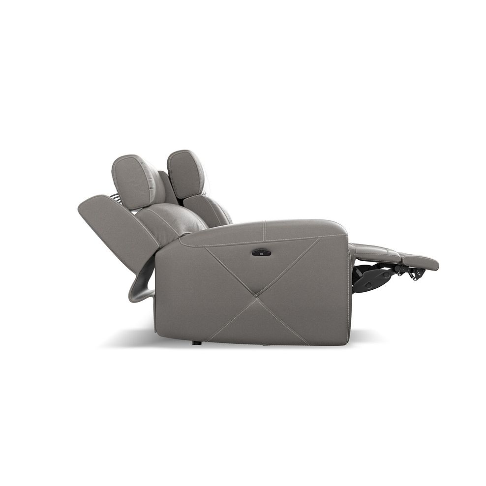Leo 3 Seater Recliner Sofa with Adjustable Headrests in Elephant Grey Leather 8