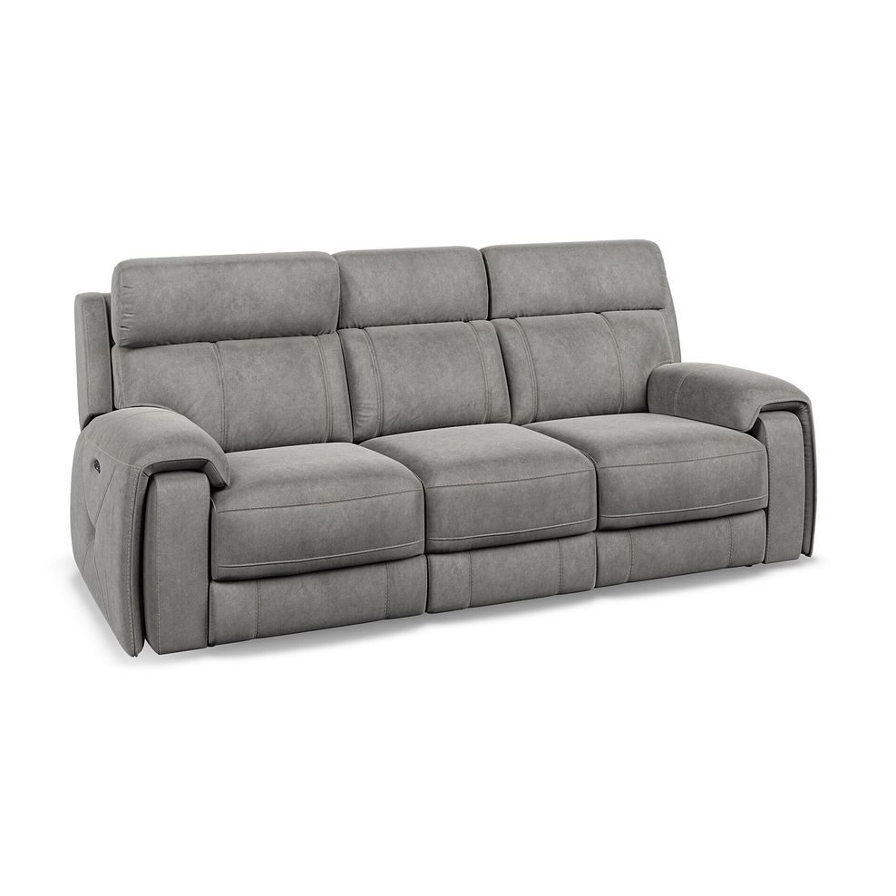 Leo 3 Seater Recliner Sofa with Adjustable Headrests in Maldives Dark Grey Fabric Thumbnail 1