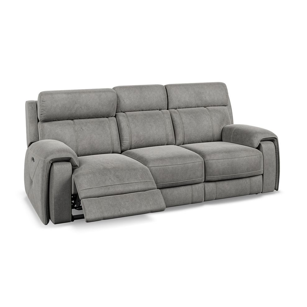 Leo 3 Seater Recliner Sofa with Adjustable Headrests in Maldives Dark Grey Fabric 2