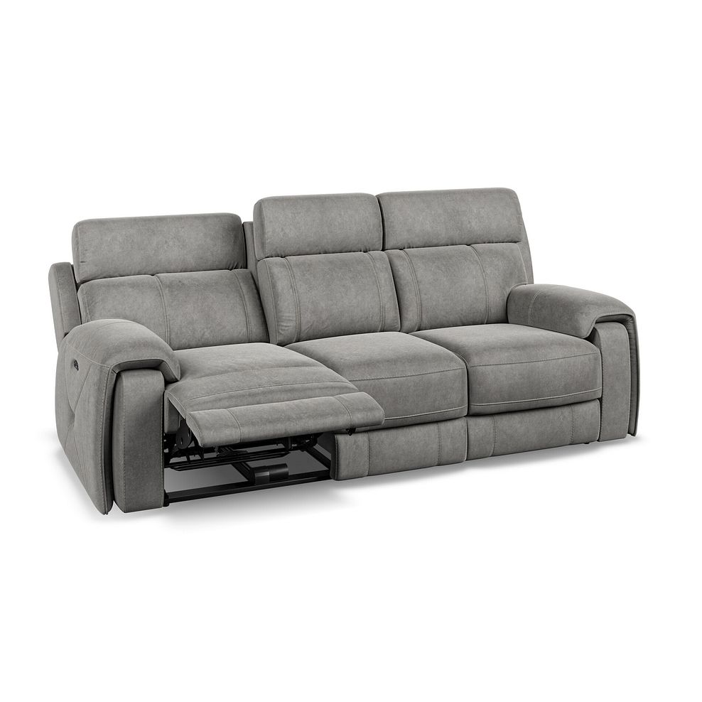 Leo 3 Seater Recliner Sofa with Adjustable Headrests in Maldives Dark Grey Fabric 3