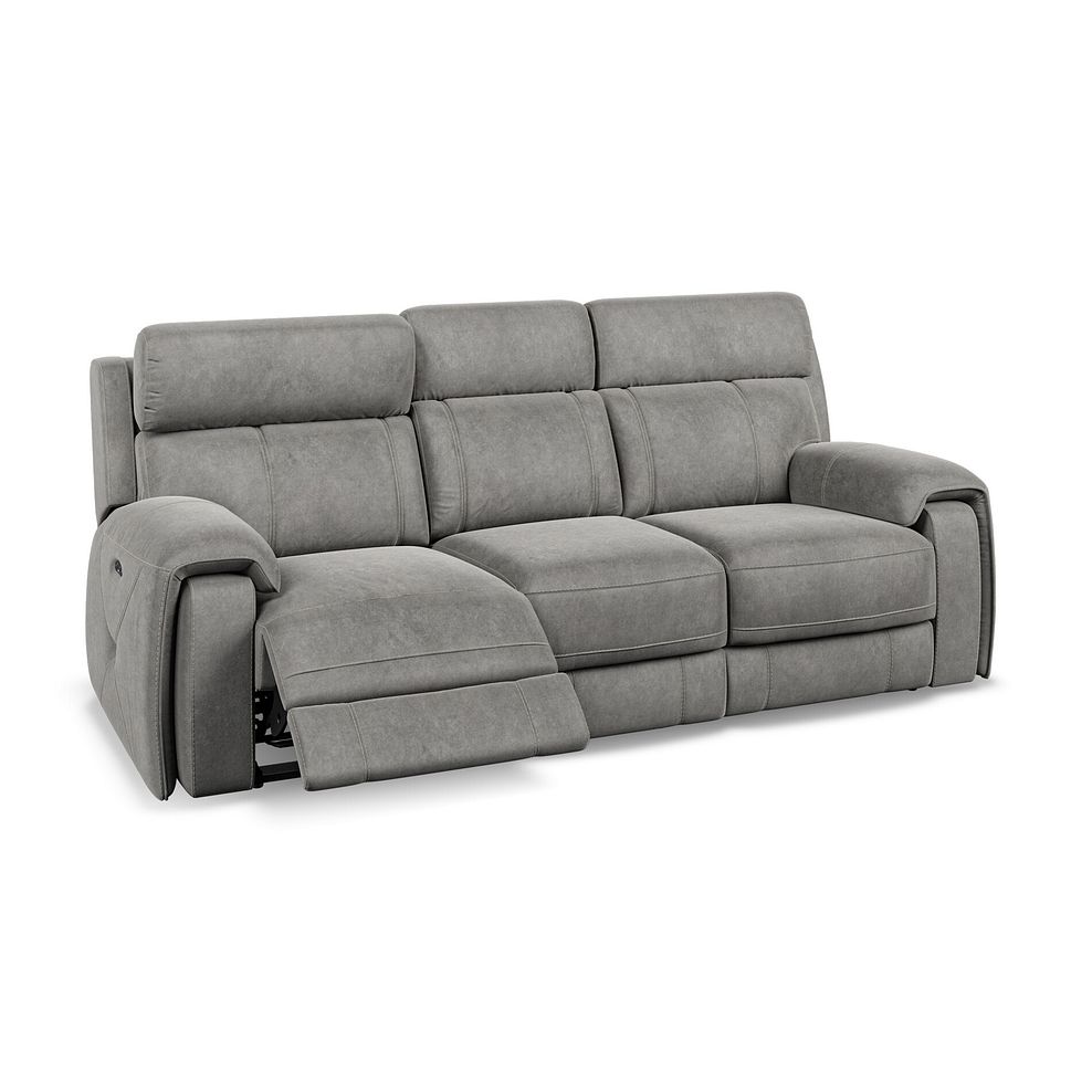 Leo 3 Seater Recliner Sofa with Adjustable Headrests in Maldives Dark Grey Fabric 4