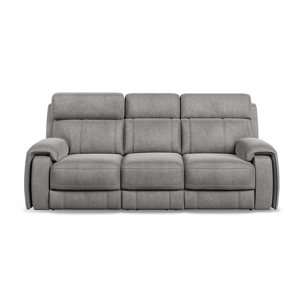 Leo 3 Seater Recliner Sofa with Adjustable Headrests in Maldives Dark Grey Fabric 2