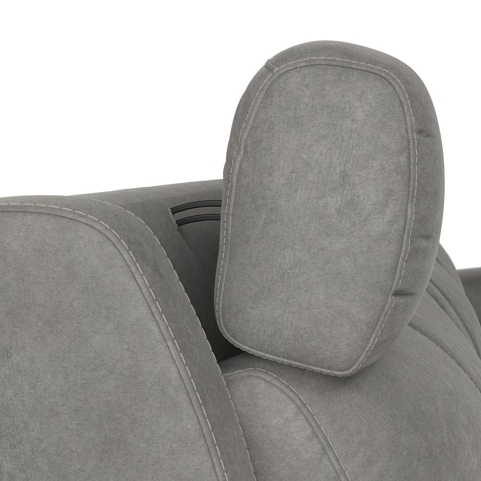 Leo 3 Seater Recliner Sofa with Adjustable Headrests in Maldives Dark Grey Fabric 11