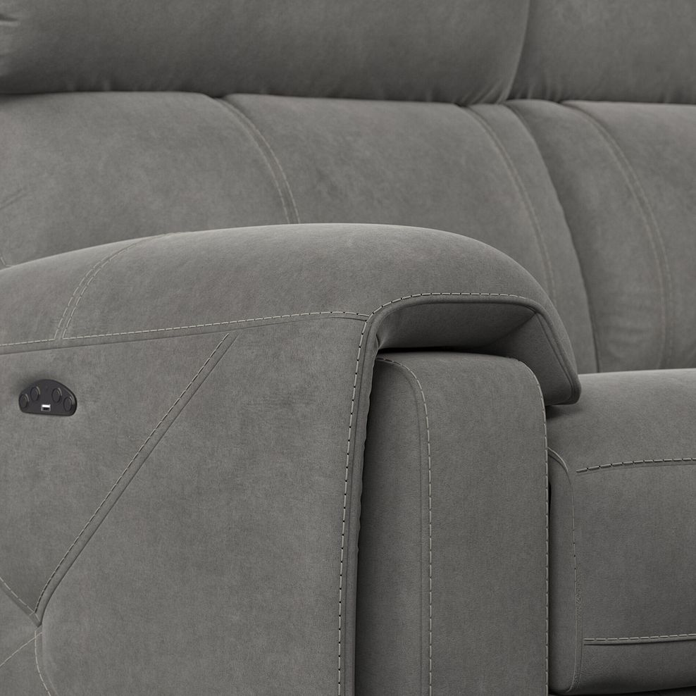 Leo 3 Seater Recliner Sofa with Adjustable Headrests in Maldives Dark Grey Fabric 12