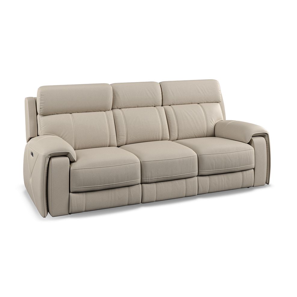 Leo 3 Seater Recliner Sofa with Adjustable Headrests in Pebble Leather Thumbnail 1