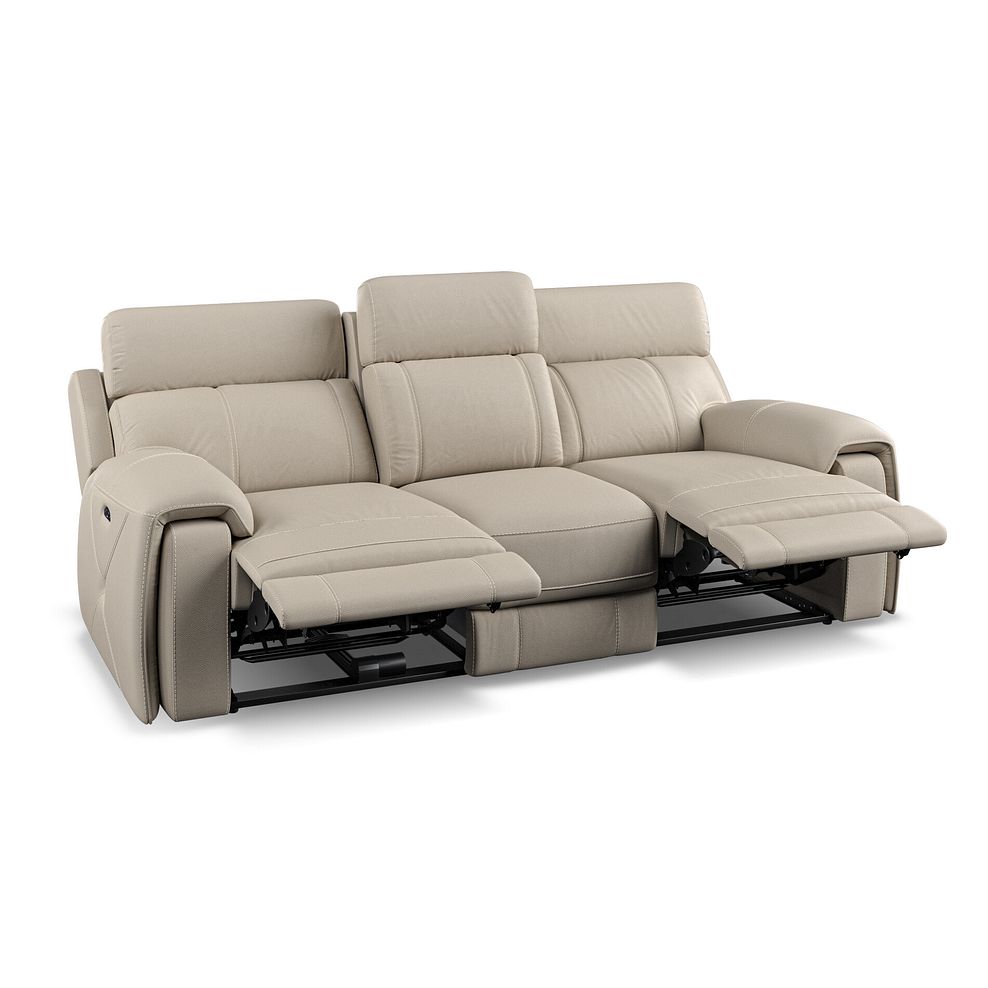 Leo 3 Seater Recliner Sofa with Adjustable Headrests in Pebble Leather Thumbnail 3