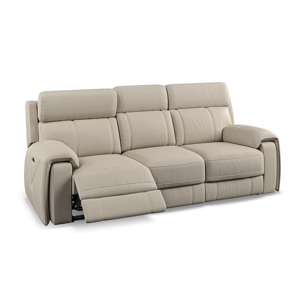 Leo 3 Seater Recliner Sofa with Adjustable Headrests in Pebble Leather Thumbnail 4