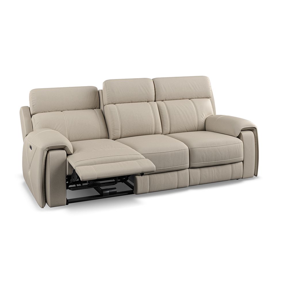 Leo 3 Seater Recliner Sofa with Adjustable Headrests in Pebble Leather Thumbnail 5