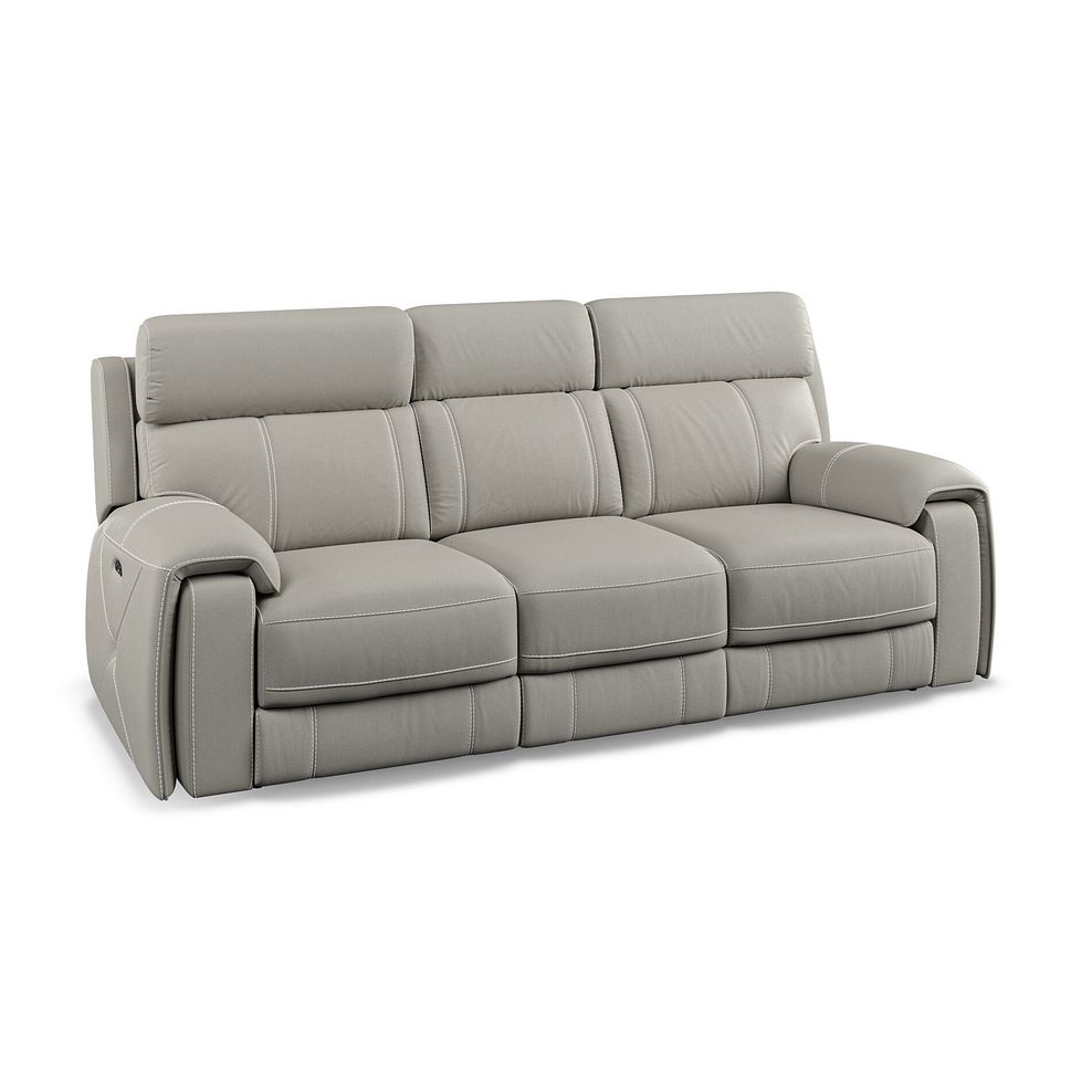 Leo 3 Seater Recliner Sofa with Adjustable Headrests in Taupe Leather 1