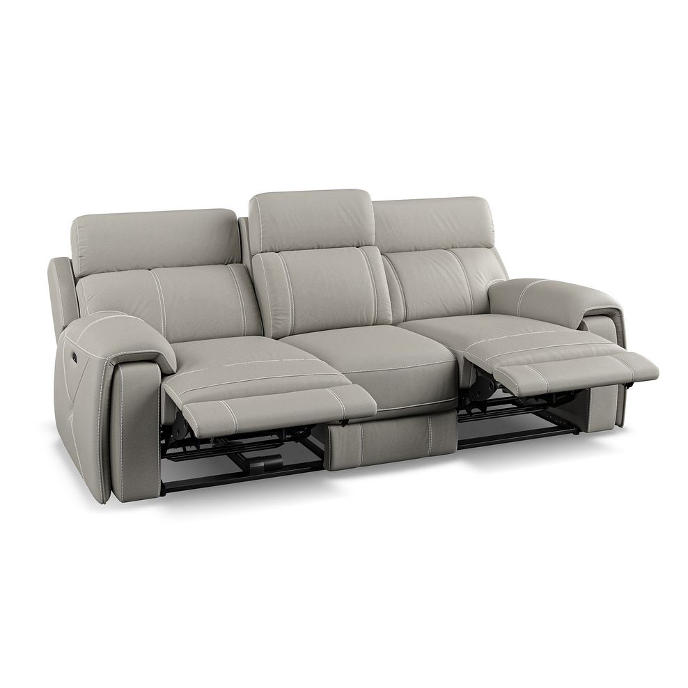 Leo 3 Seater Recliner Sofa with Adjustable Headrests in Taupe Leather Thumbnail 4