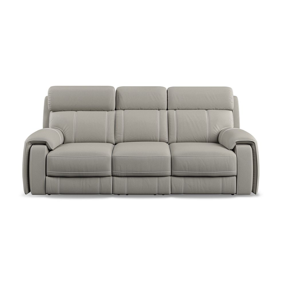 Leo 3 Seater Recliner Sofa with Adjustable Headrests in Taupe Leather 5