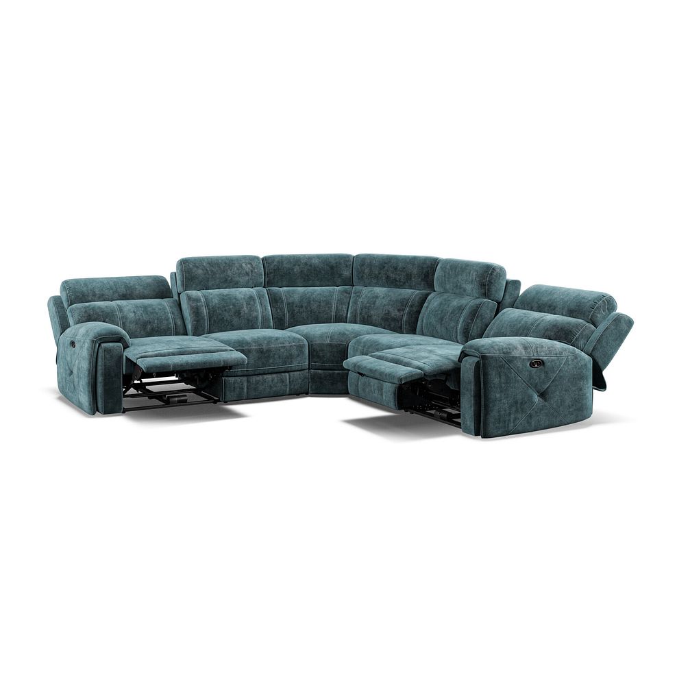 Leo Large Corner Recliner Sofa in Descent Blue Fabric 2