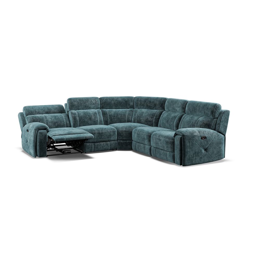 Leo Large Corner Recliner Sofa in Descent Blue Fabric Thumbnail 4