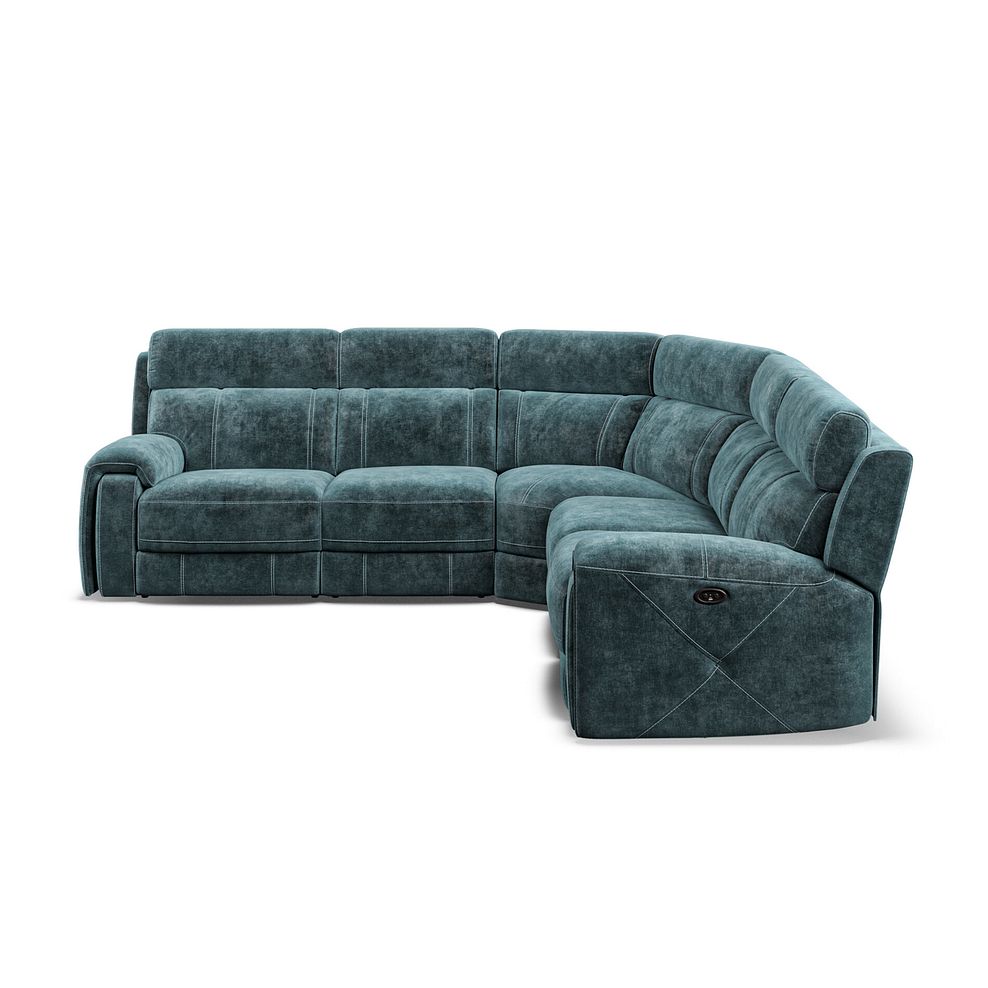 Leo Large Corner Recliner Sofa in Descent Blue Fabric 6