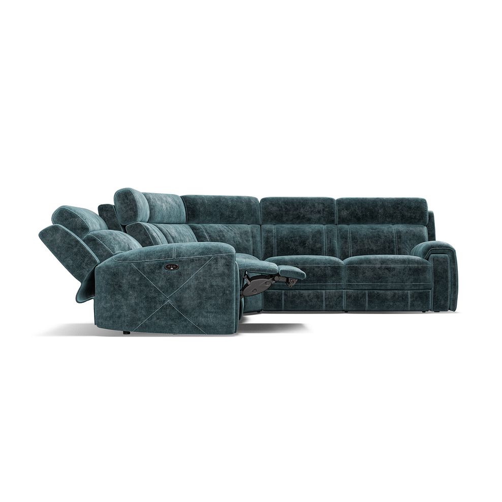 Leo Large Corner Recliner Sofa in Descent Blue Fabric 8