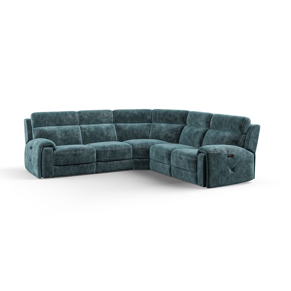 Leo Large Corner Recliner Sofa in Descent Blue Fabric 2