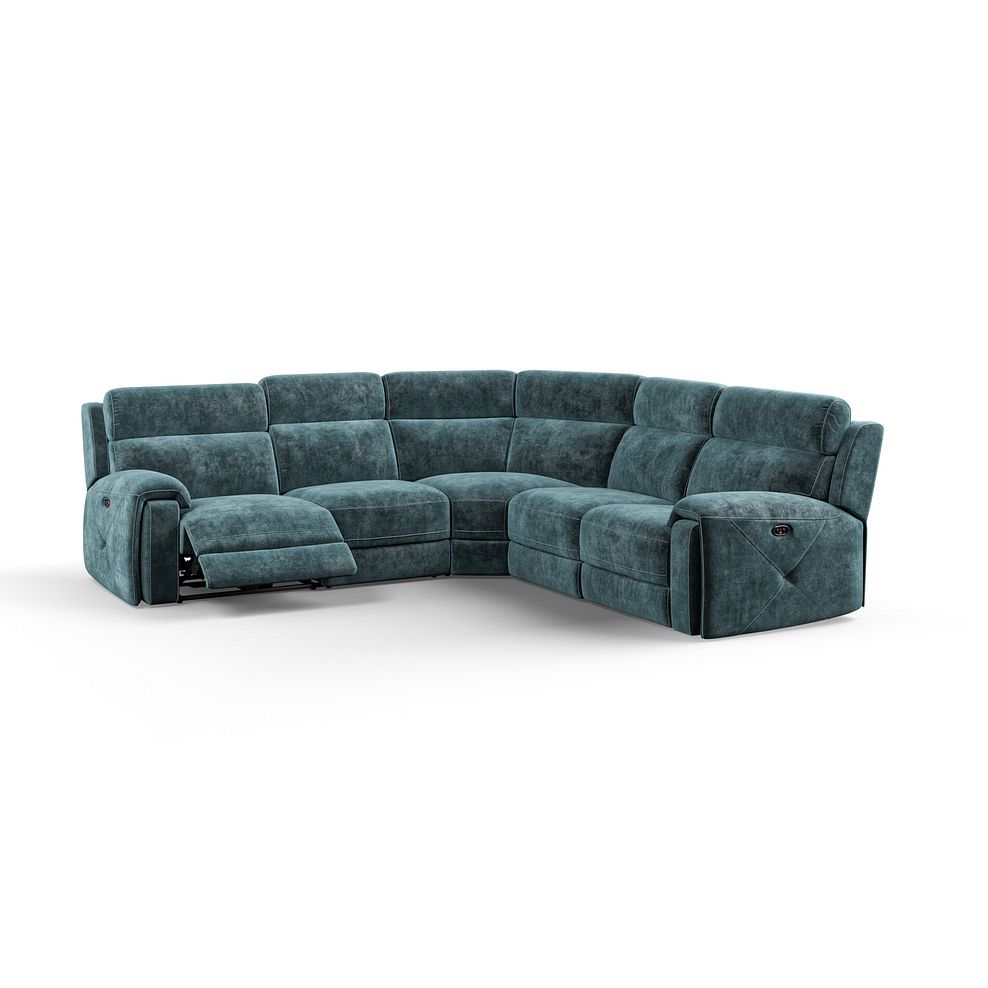 Leo Large Corner Recliner Sofa in Descent Blue Fabric 3