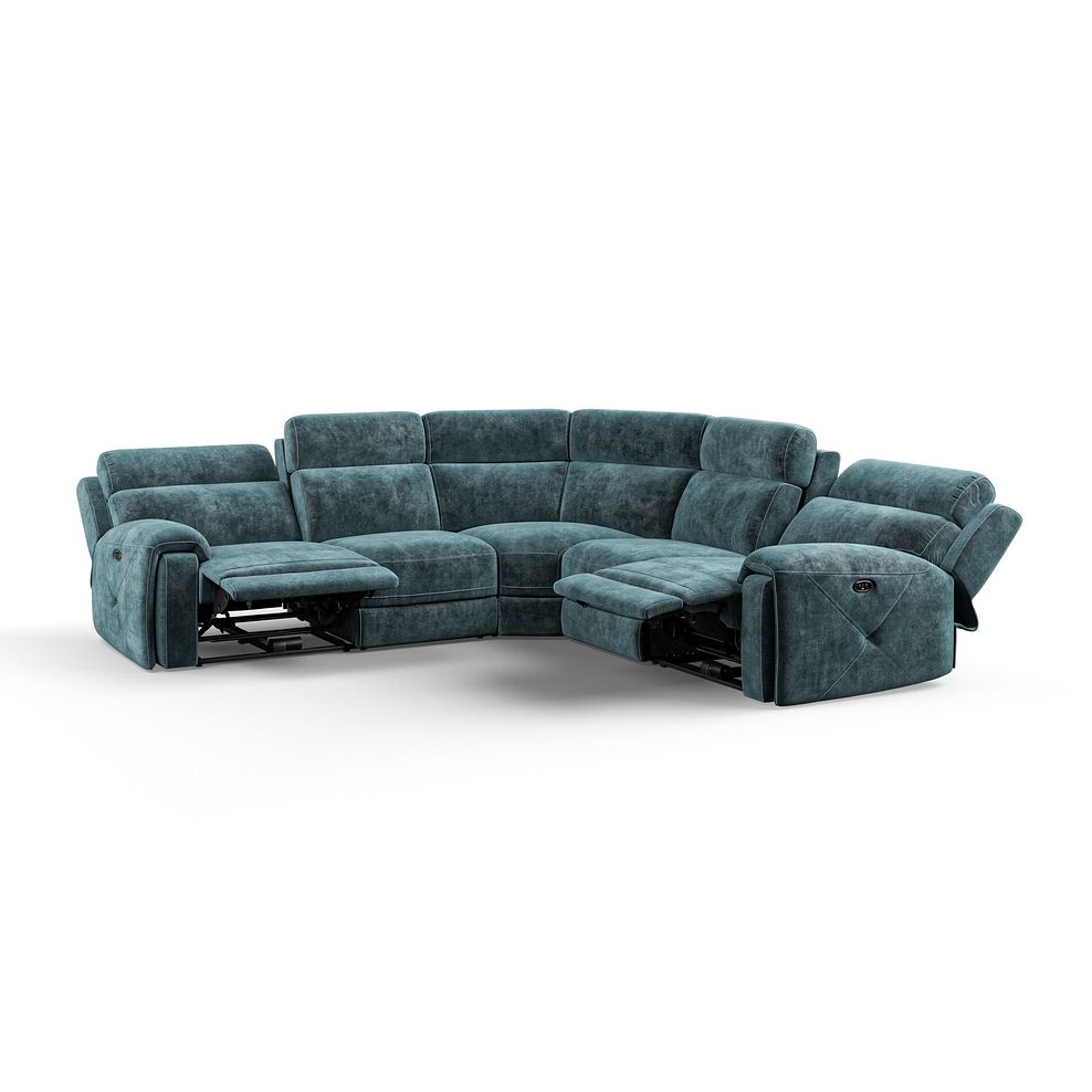 Leo Large Corner Recliner Sofa in Descent Blue Fabric 5