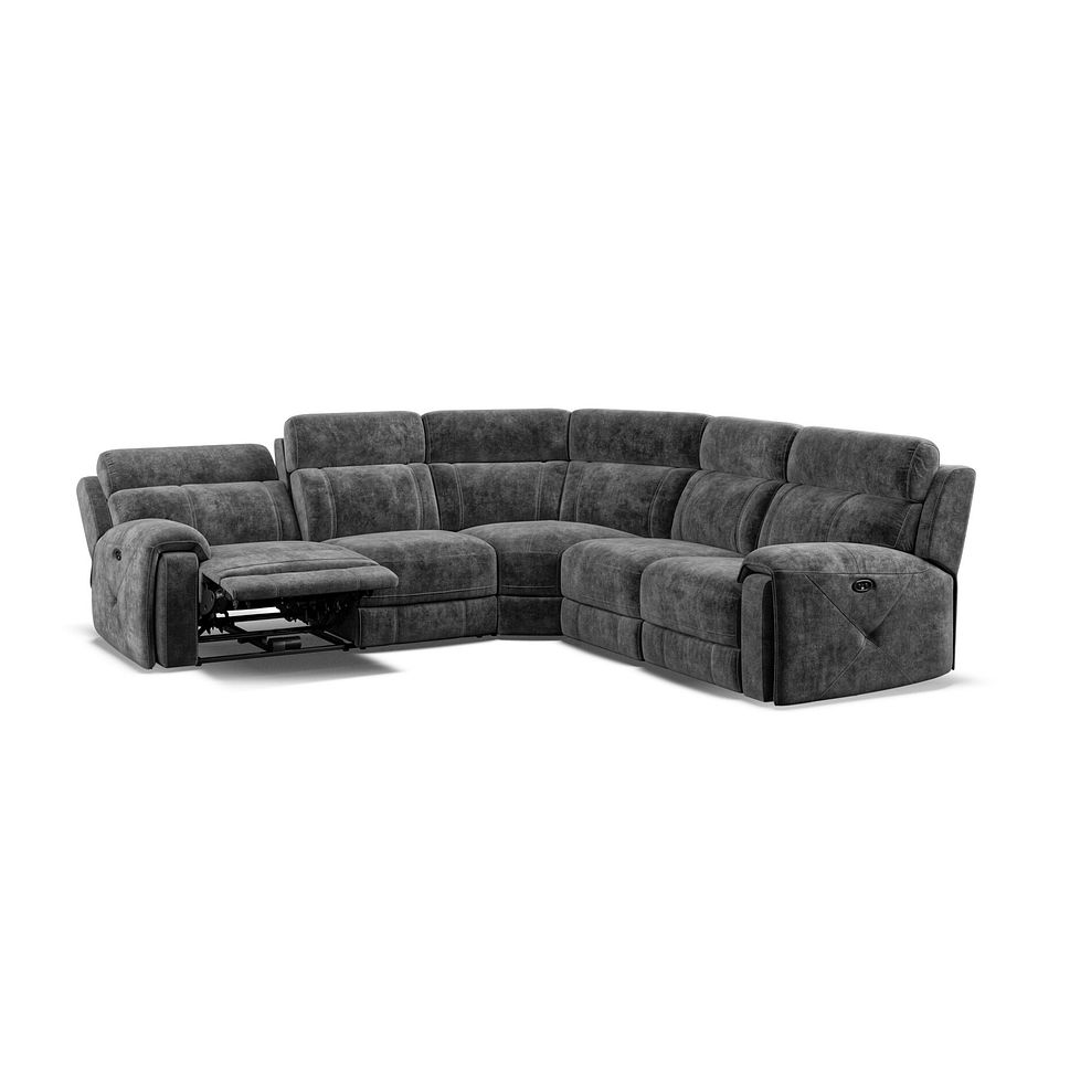 Leo Large Corner Recliner Sofa in Descent Charcoal Fabric Thumbnail 4
