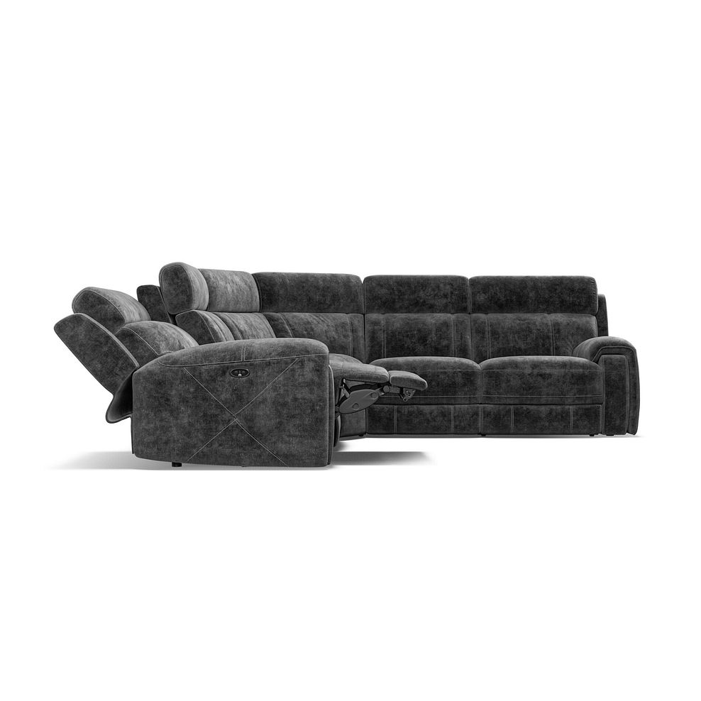 Leo Large Corner Recliner Sofa in Descent Charcoal Fabric 8