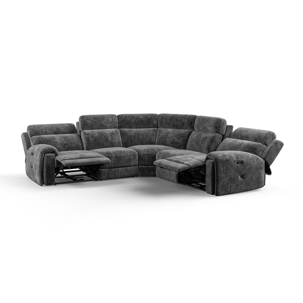 Leo Large Corner Recliner Sofa in Descent Charcoal Fabric 4