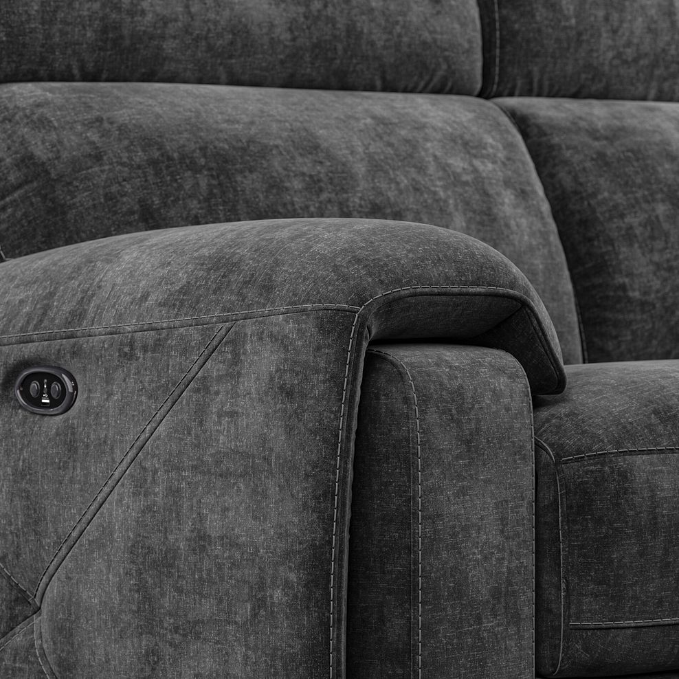 Leo Large Corner Recliner Sofa in Descent Charcoal Fabric 10