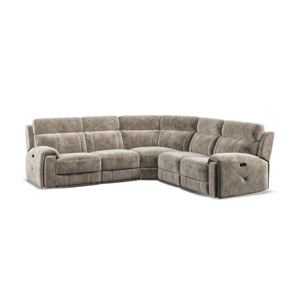 Leo Large Corner Recliner Sofa in Descent Taupe Fabric 1