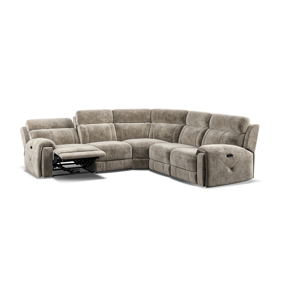 Leo Large Corner Recliner Sofa in Descent Taupe Fabric Thumbnail 4