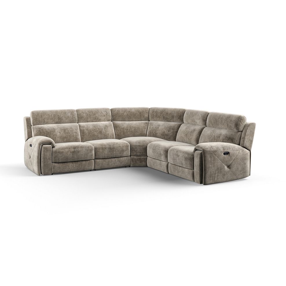Leo Large Corner Recliner Sofa in Descent Taupe Fabric 1