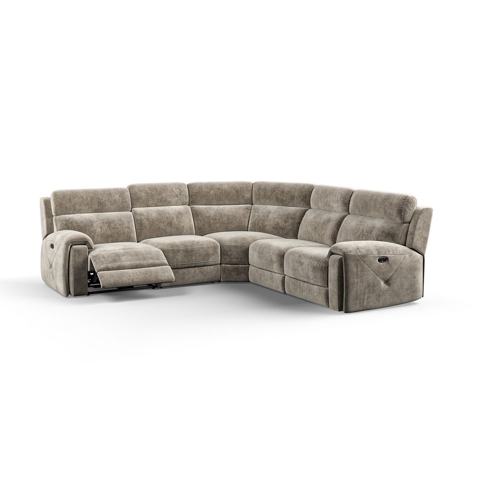 Leo Large Corner Recliner Sofa in Descent Taupe Fabric 2