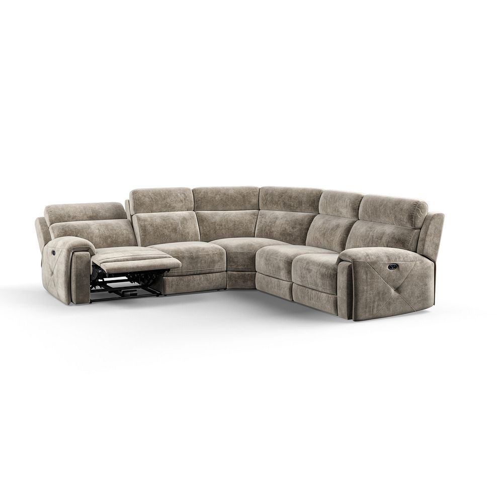 Leo Large Corner Recliner Sofa in Descent Taupe Fabric 3