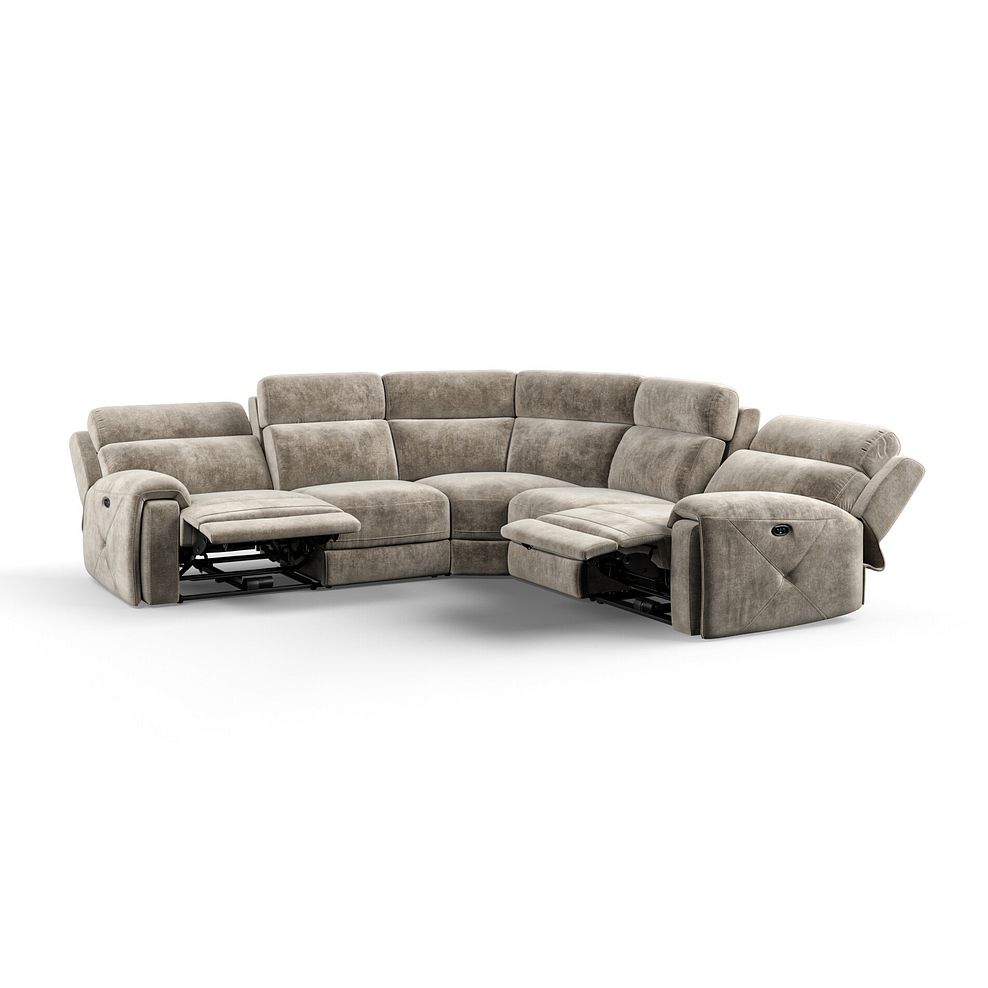 Leo Large Corner Recliner Sofa in Descent Taupe Fabric 4