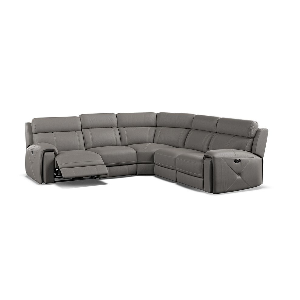 Leo Large Corner Recliner Sofa in Elephant Grey Leather Thumbnail 3