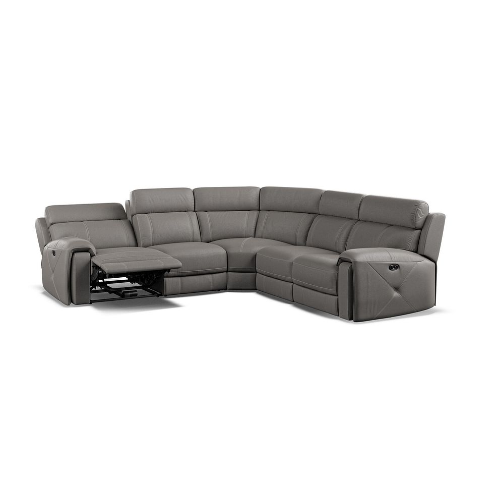 Leo Large Corner Recliner Sofa in Elephant Grey Leather 4