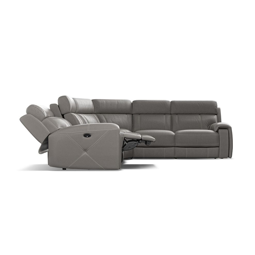 Leo Large Corner Recliner Sofa in Elephant Grey Leather 8