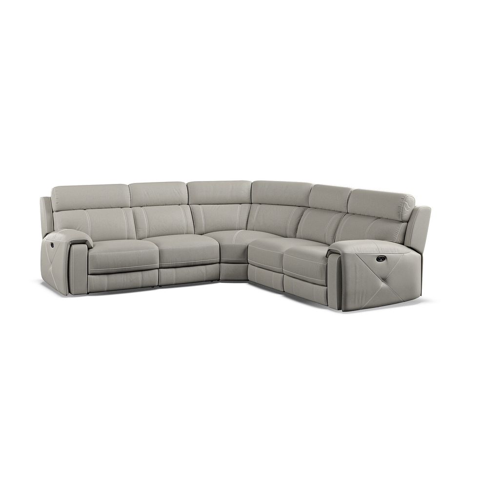 Leo Large Corner Recliner Sofa in Taupe Leather Thumbnail 1