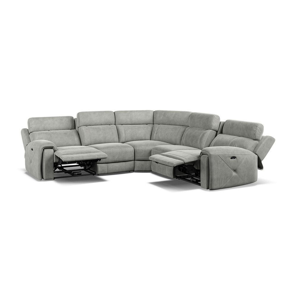Leo Large Corner Recliner Sofa with Adjustable Headrests in Billy Joe Dove Grey Fabric Thumbnail 2