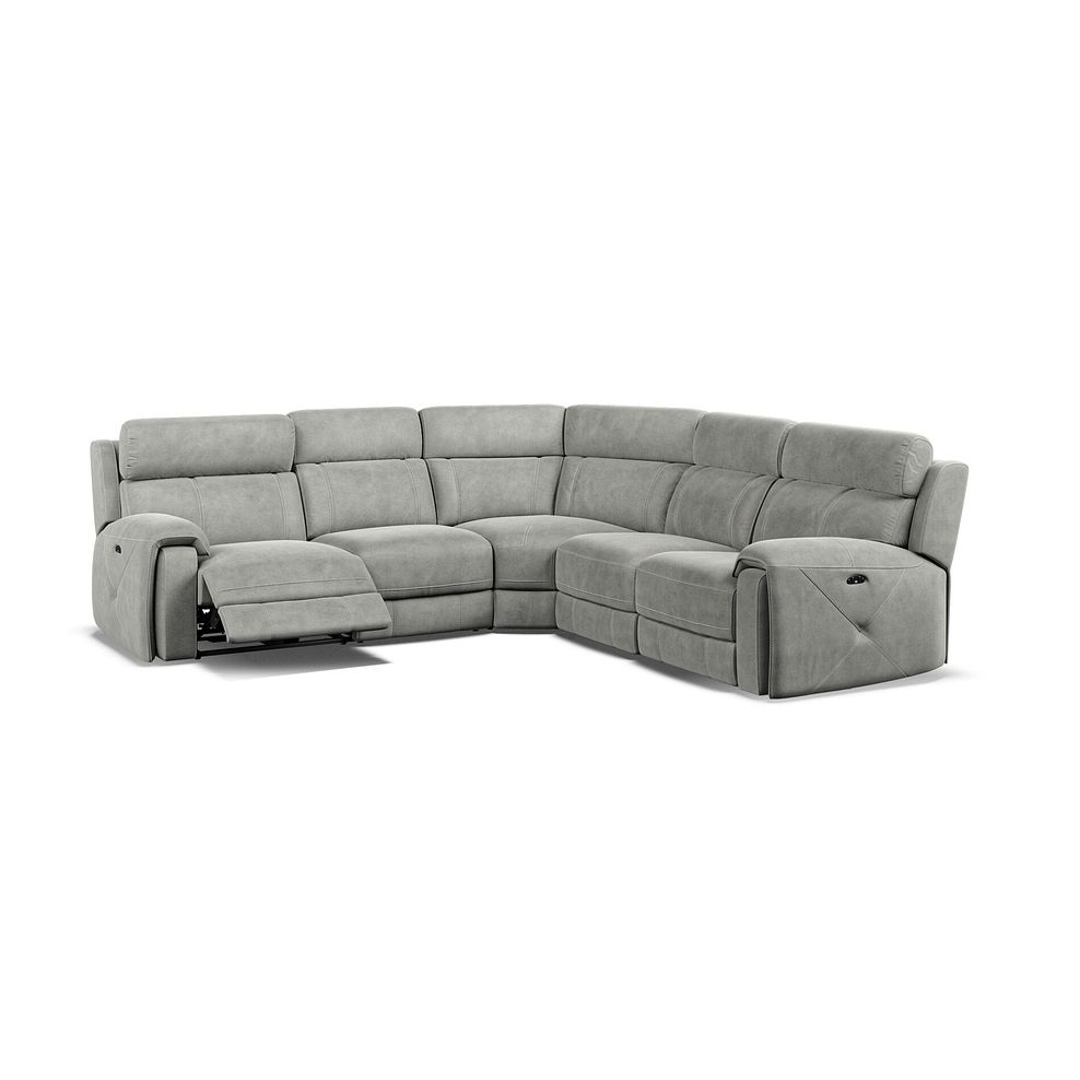 Leo Large Corner Recliner Sofa with Adjustable Headrests in Billy Joe Dove Grey Fabric Thumbnail 3