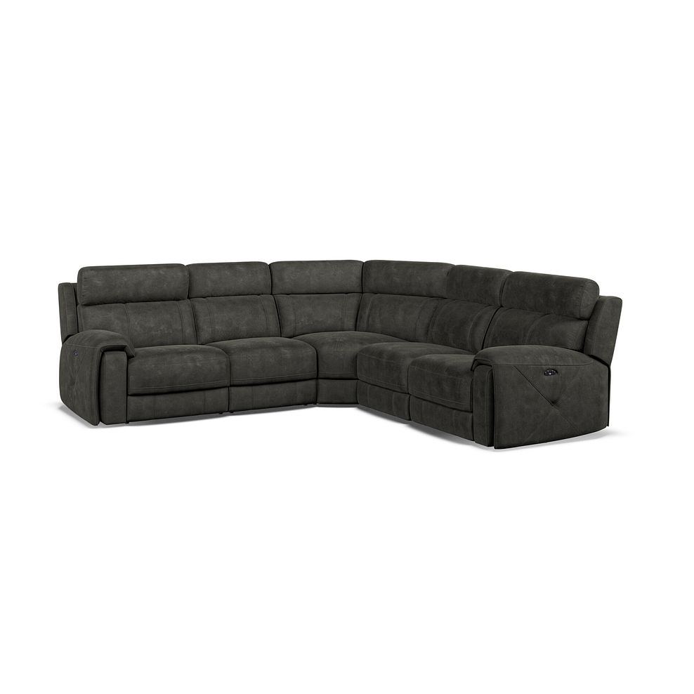 Leo Large Corner Recliner Sofa with Adjustable Headrests in Billy Joe Grey Fabric 1