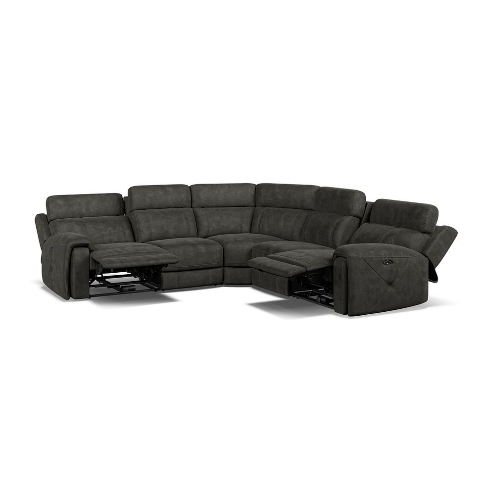 Leo Large Corner Recliner Sofa with Adjustable Headrests in Billy Joe Grey Fabric 2