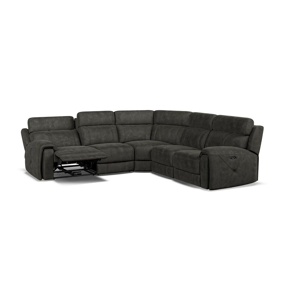 Leo Large Corner Recliner Sofa with Adjustable Headrests in Billy Joe Grey Fabric Thumbnail 4