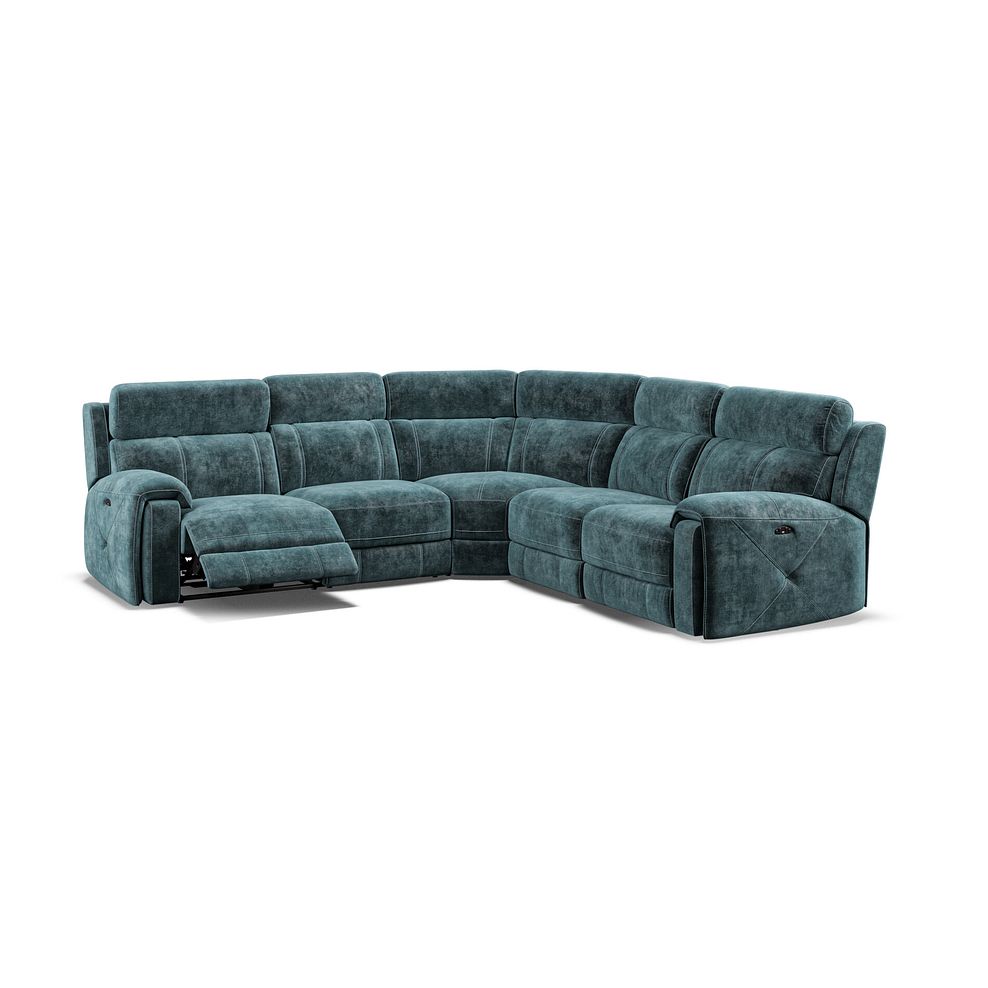 Leo Large Corner Recliner Sofa with Adjustable Headrests in Descent Blue Fabric 3