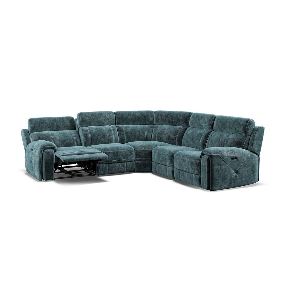 Leo Large Corner Recliner Sofa with Adjustable Headrests in Descent Blue Fabric 4