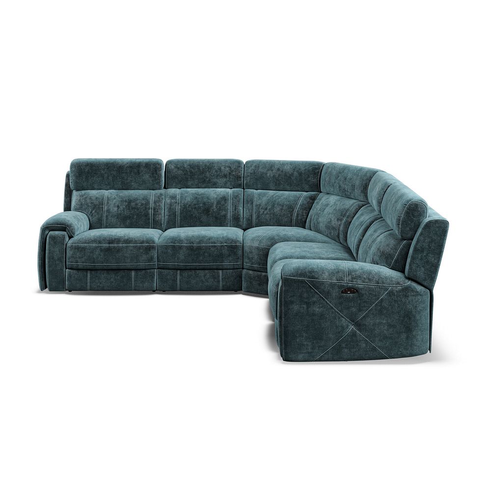 Leo Large Corner Recliner Sofa with Adjustable Headrests in Descent Blue Fabric 6