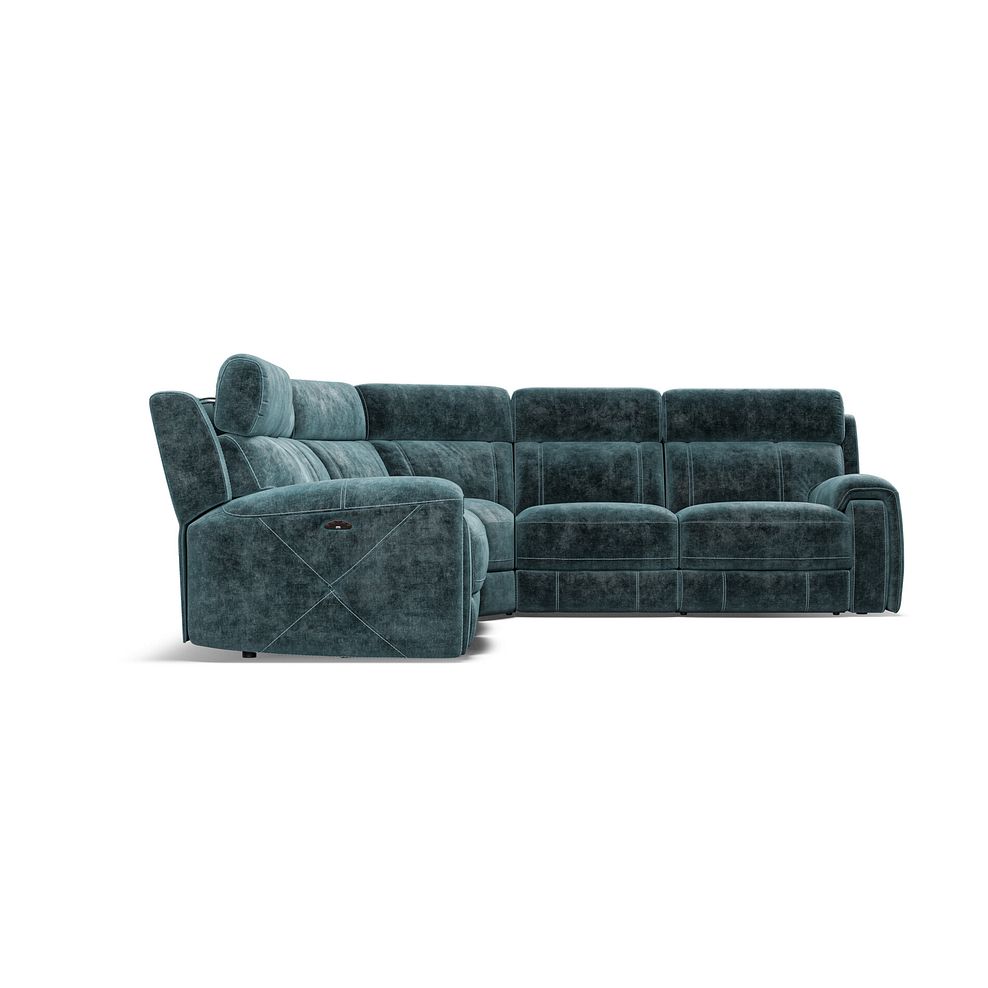 Leo Large Corner Recliner Sofa with Adjustable Headrests in Descent Blue Fabric 7