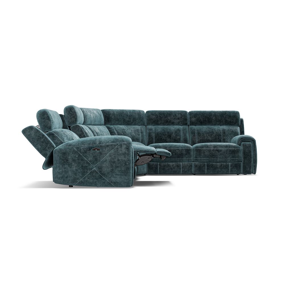 Leo Large Corner Recliner Sofa with Adjustable Headrests in Descent Blue Fabric 8