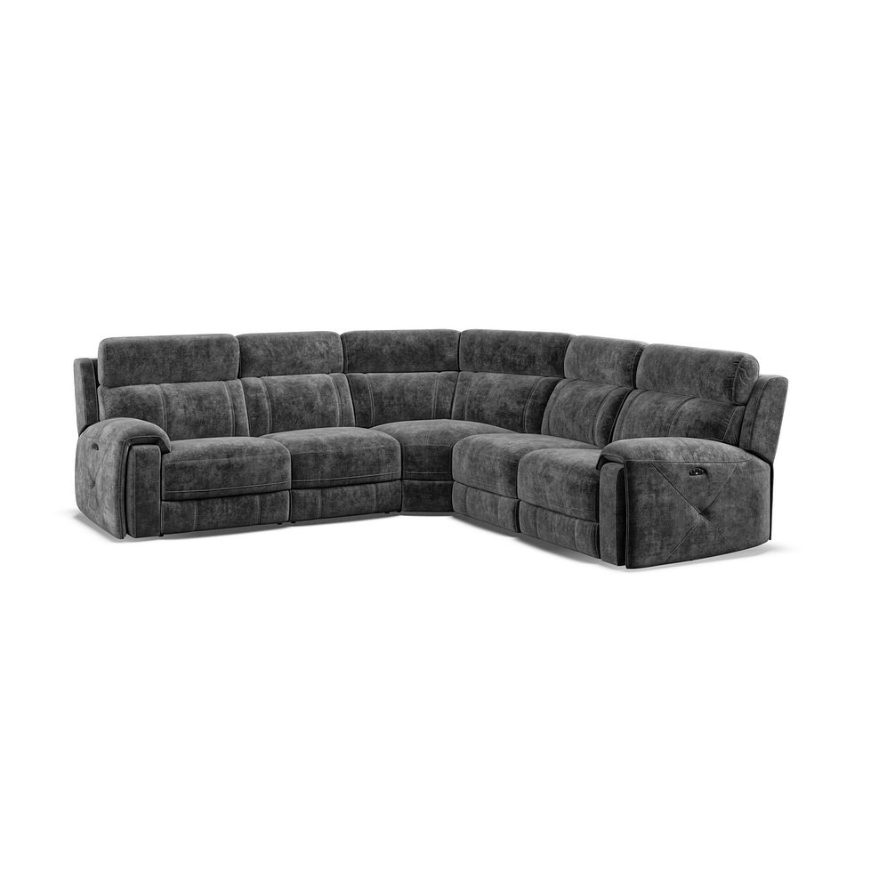 Leo Large Corner Recliner Sofa with Adjustable Headrests in Descent Charcoal Fabric 1
