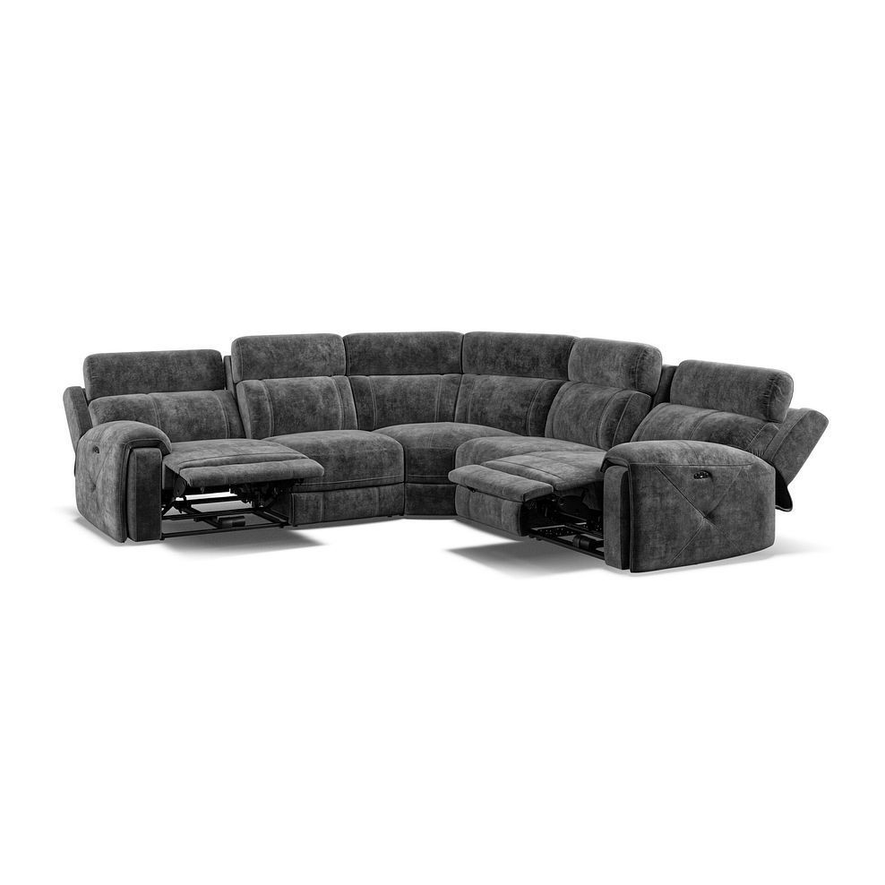 Leo Large Corner Recliner Sofa with Adjustable Headrests in Descent Charcoal Fabric Thumbnail 2