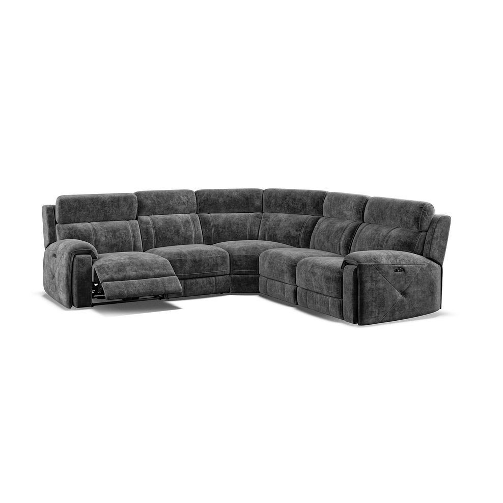 Leo Large Corner Recliner Sofa with Adjustable Headrests in Descent Charcoal Fabric Thumbnail 3