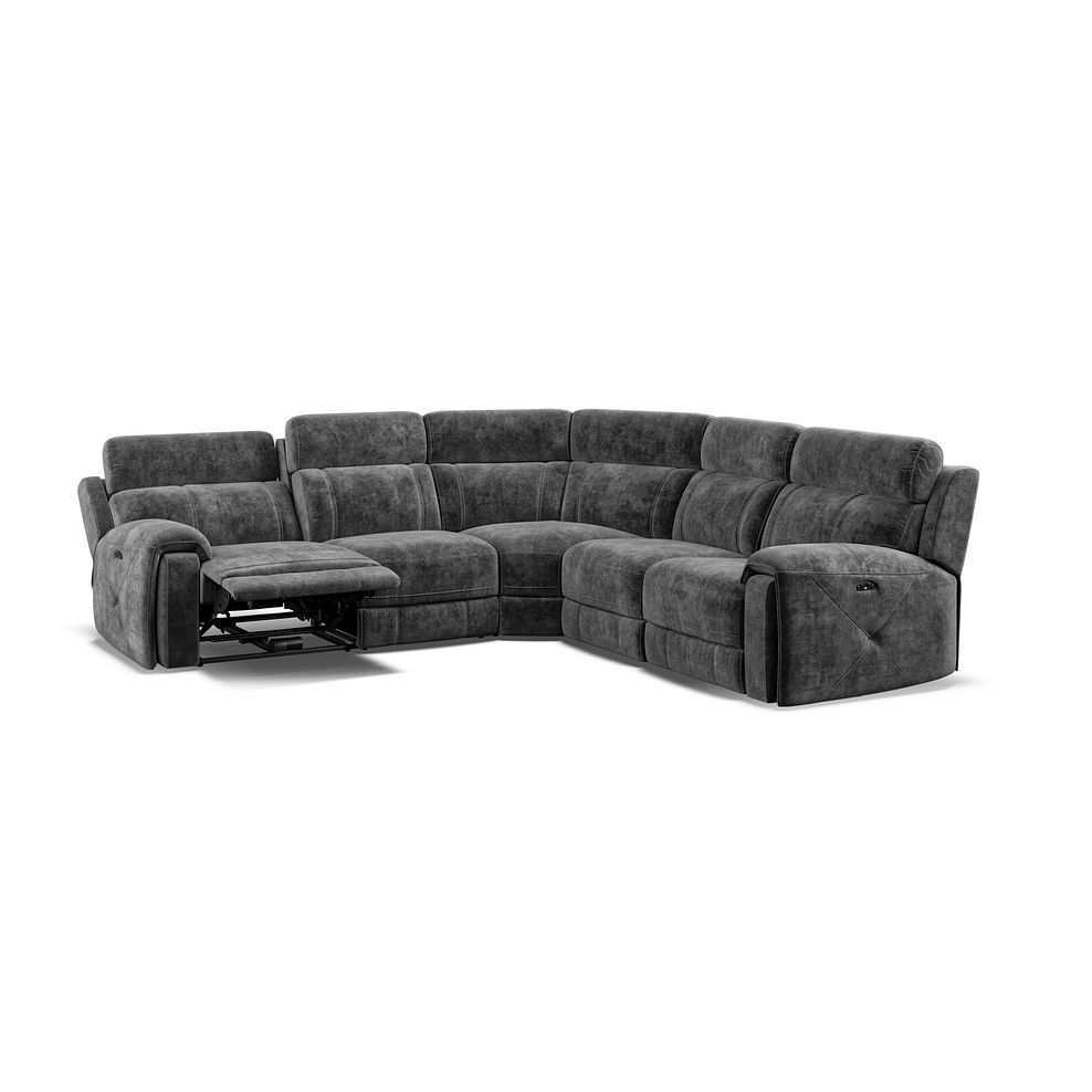 Leo Large Corner Recliner Sofa with Adjustable Headrests in Descent Charcoal Fabric Thumbnail 4